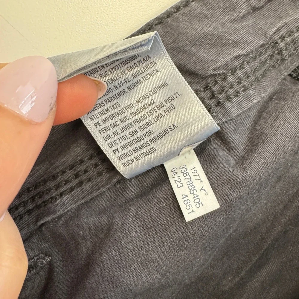 American Eagle Pants Womens 8 Black Cargo Stretch Wide Leg Y2K Utility Gorpcore - Picture 5 of 10